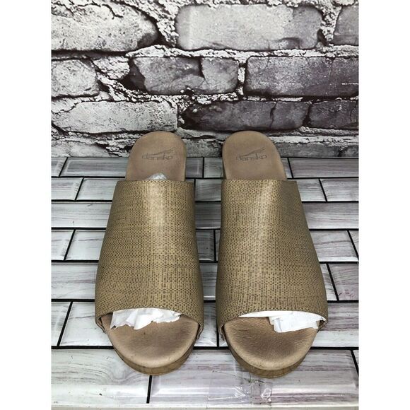 Dansko Maci Taupe Textured Beige Tan Leather Heel Sandals Women Sz 40EU/9.5M US - Picture 14 of 16